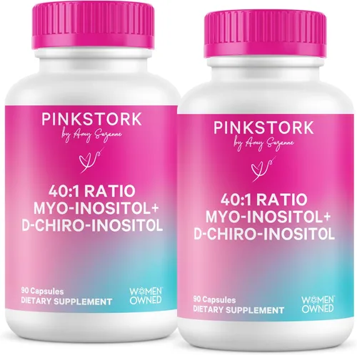 Vista 10 de Pink Stork Suplemento de inositol para mujeres, mio-inositol 40:1 y D-chiro inositol, equilibrio hormonal para mujeres, ovulación saludable y apoyo