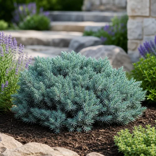Vista 2 de Blue Star Juniper - 3 plantas vivas - Juniperus Squamata - Cubierta vegetal de hoja perenne de bajo mantenimiento