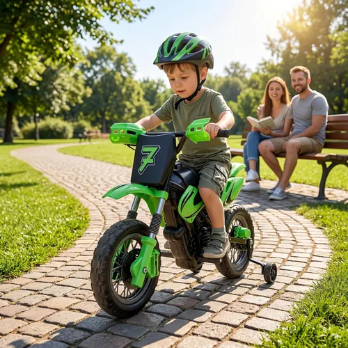 Vista 7 de Bicicleta eléctrica de la suciedad de los niños,Motocicleta de batería de Verde