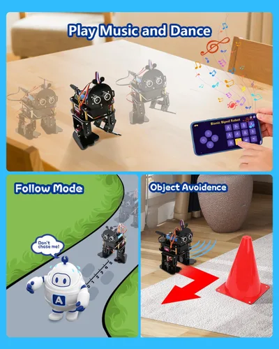 Vista 2 de Kit de robot bípedo STEM Juguetes Kit de ciencia para niños, conjunto de artesanías programables de robótica bipedal biónica para Arduino ESP32