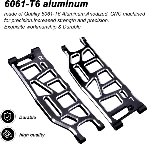 Vista 3 de Brazos de suspensión inferiores traseros de aluminio para Arrma 1/8 Kraton/Outcast/Notorious/Talion 6S BLX, piezas de actualización, reemplaza Negro