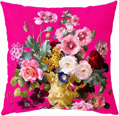 Vista 17 de Funda de cojín floral ligera de lujo, 18 x 18 pulgadas, pintura al óleo retro victoriana de doble cara, fondo negro, flor vibrante, funda de cojín