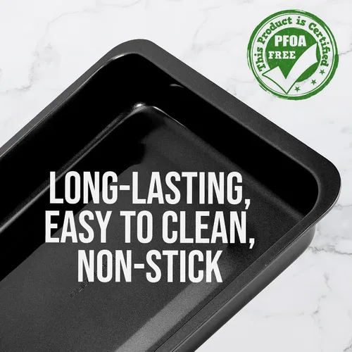 Vista 3 de NutriChef Bandeja antiadherente para hornear – Bandeja rectangular de acero al carbono de 14 x 10 pulgadas – Utensilios para hornear premium