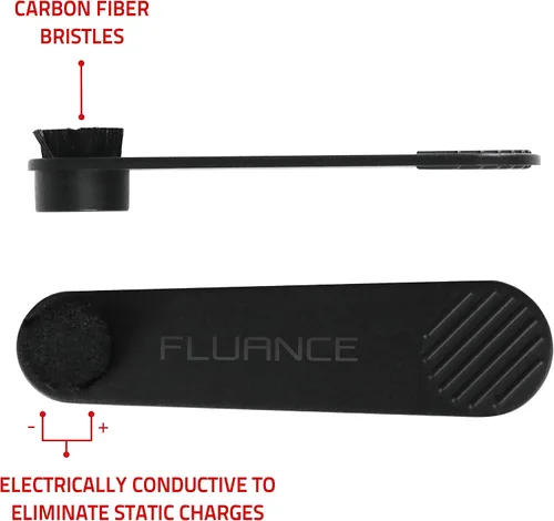 Vista 2 de Fluance Kit de accesorios para tocadiscos de vinilo y discos con cepillos antiestáticos de fibra de carbono para registro y lápiz capacitivo, plato