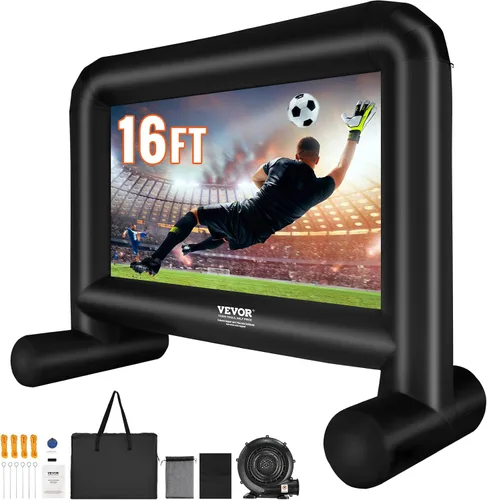 Vista 11 de VEVOR Pantalla de cine inflable de 14 pies, pantalla de proyector inflable con bolsa de almacenamiento portátil, proyección de película fácil