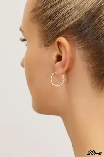 Vista 3 de Aretes de aro de tubo cuadrado trenzado de oro amarillo de 14 quilates, Oro amarillo