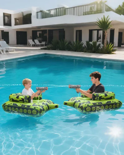 Vista 6 de Automatic Electric Water Gun with Pool Floats,Funny Inflatable Tank Pool Floaties for Pool Party,with Powerful Squirt Guns for Adults
