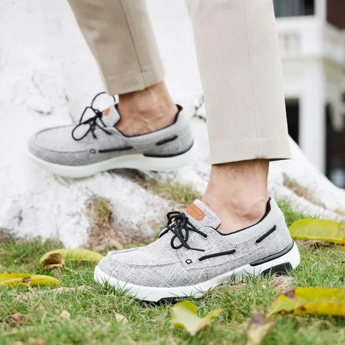 Vista 7 de OrthoComfoot Mocasines ortopédicos sin cordones para hombre mocasines casuales de lona para fascitis plantar con soporte de arco, cómodos zapatos