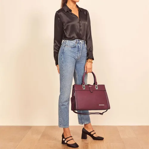 Vista 2 de Bolso de mano para mujer, con solapa, con correa y asa superior, bolso de trabajo, con correa a juego