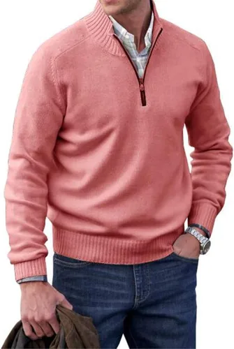 Vista 7 de Mens Polo Shirts Quarter Zip Long Sleeve Classic Casual Pullover Stand Collar Shirts