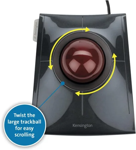 Vista 8 de Kensington Ratón SlimBlade Trackball con cable (K72327U), color negro Conexión por cable USB, control preciso de la bola, trackball ergonómico