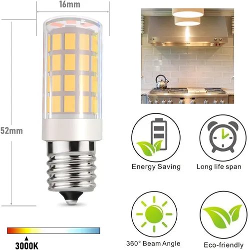 Vista 2 de Luz para horno de microondas, bombilla LED E17, base T7, 4 W (equivalente a halógeno de 40 W) sobre encimera, hornos de microondas de 120 V, pieza