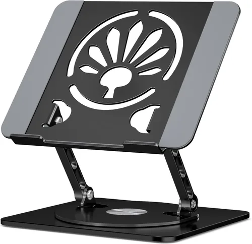 Vista 8 de Soporte ajustable para computadora de escritorio, base giratoria de 360°, elevador de aluminio para laptop, soporte ergonómico para oficina, hogar