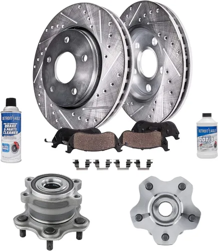 Vista 123 de Detroit Axle - Rotores de freno para Ford 2013-2019 Explorer Taurus Flex Lincoln MKT MKS, rotores de freno de disco ranurados perforados de repuesto