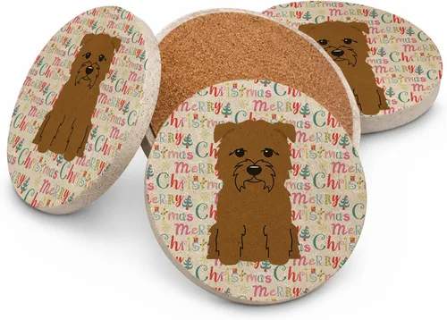 Vista 40 de Abyssinian Sand Terrier Merry Christmas - Posavasos grandes de piedra arenisca (4 unidades)