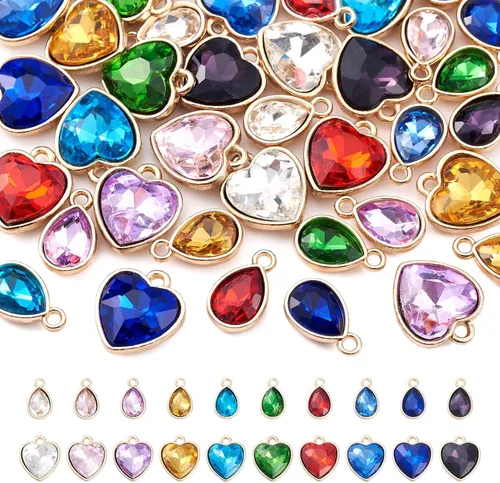 Vista 11 de Cheriswelry 48 piezas de 15 mm de abalorios de aleación de metal de color gris plateado, cristales de strass, dijes planos redondos, dijes de piedra