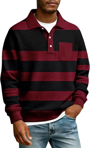 Vista 33 de Camisas de manga larga con botones a cuadros para hombre, con cuello de manga larga, estilo casual, elegante, a cuadros