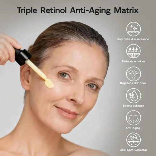 Vista 4 de Suero de retinol para cara y cuello, antienvejecimiento B5 suero facial rejuvenecedor con niacinamida + colágeno + ácido hialurónico, suaviza