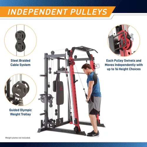 Vista 5 de Marcy Smith Machine Cage System Home Gym - Estante multifunción para gimnasio en casa, estación de entrenamiento personalizable