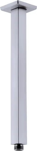 Vista 22 de Brazo de ducha de oro cepillado con brida de 6 pulgadas de acero inoxidable recto superior de lluvia cabezal de ducha de extensión de tubo cuadrado