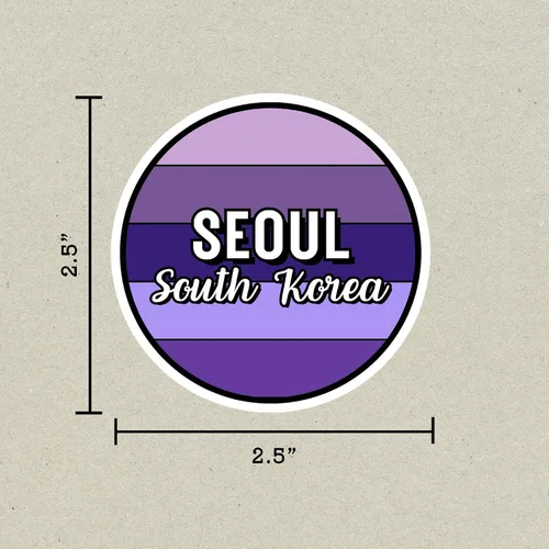 Vista 2 de Seoul South Korea Travel Sticker, 2.5" Multiple Colors, Laptop Water Bottle Planner Journal, Collectible Places I've Been, Luggage Decal (Earth)