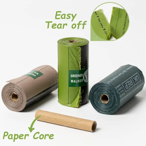 Vista 2 de GREENER WALKER 1080 bolsas de basura para perros, extragruesas, fuertes, 100% a prueba de fugas (marrón)