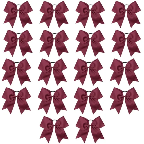 Vista 18 de 18 PCS 8" Large American Flag Cheer Hair Bows Ponytail Holder Elastic Band Handmade for Cheerleaders Teen Girls College Sports