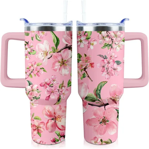 Vista 11 de Vaso de 40 onzas con asa y tapa con pajita a prueba de fugas Regalos inspiradores de cumpleaños del Día de la Madre para mujeres, hombres