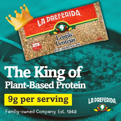 Vista 4 de La Preferida Lentejas secas (proteínas a base de plantas aptas para presupuestos con 14 porciones por bolsa) – 0.31 onzas de proteína y 0.23 oz
