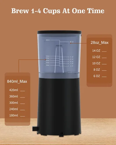 Vista 9 de Cafetera de una sola porción 4 en 1 con espumador de leche y molinillo de café, cafetera para taza K y café molido, con depósito de agua extraíble