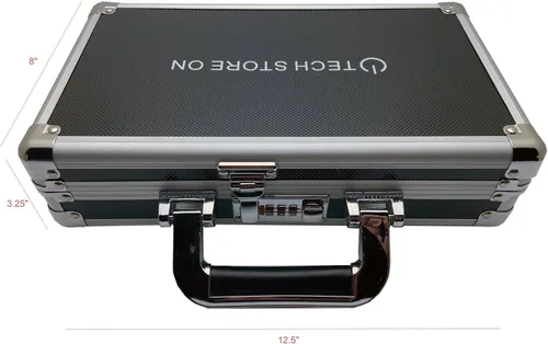 Vista 2 de Estuche organizador de unidades USB de aluminio (48 ranuras con asa) – Caja de almacenamiento antiestática y antiestática con cerradura