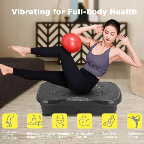Vista 2 de Vibration Plate Exercise Machine, Vibrating Plate Fitness Platform with Remote Control – Portable Vibration Plates for Lymphatic Drainage