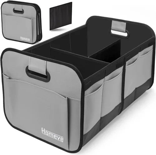 Vista 13 de Homeve Organizador de maletero de coche, organizador plegable de múltiples compartimentos, negro, 2 compartimentos, pequeño