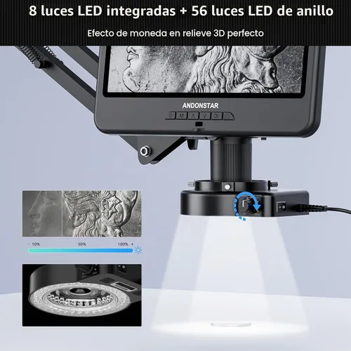 Vista 6 de Andonstar AD109 Microscopio digital con pantalla de 10,1" para reparación de soldadura