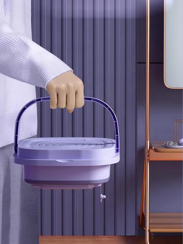 Vista 6 de Lavadora plegable, mini lavadora de alta capacidad de 8 L, con 3 modos de limpieza profunda, lavadora pequeña media automática para ropa de bebé