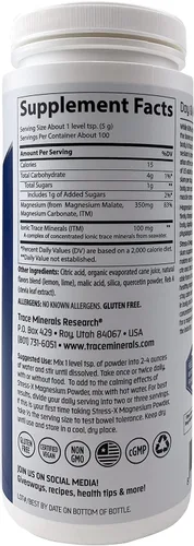 Vista 2 de Trace Minerals Polvo de magnesio Stress-X Alivio del estrés, regularidad, relajación, sueño, energía, alivio muscular Sin OGM, sin gluten