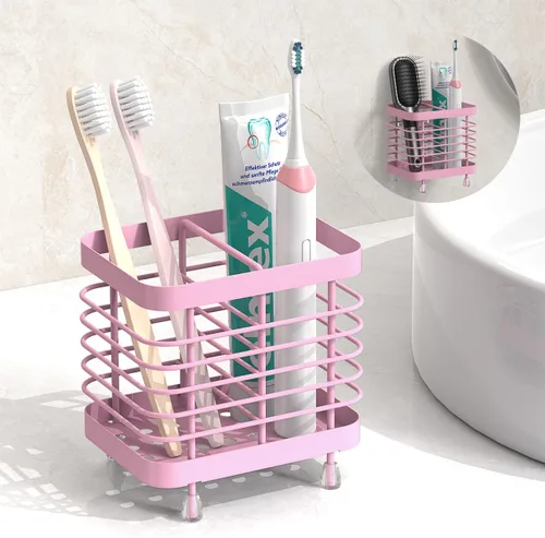 Vista 15 de Luxspire Toothbrush Holders for Bathroom, Stainless Steel, 2 Slots, Black Negro