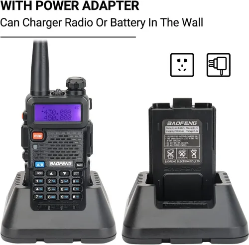 Vista 6 de Baofeng UV-5R Radio de Radio Ham Portátil UV5R de Largo Alcance de Banda Dual Recargable de Alta Potencia Radio Bidireccional Walkie Talkies