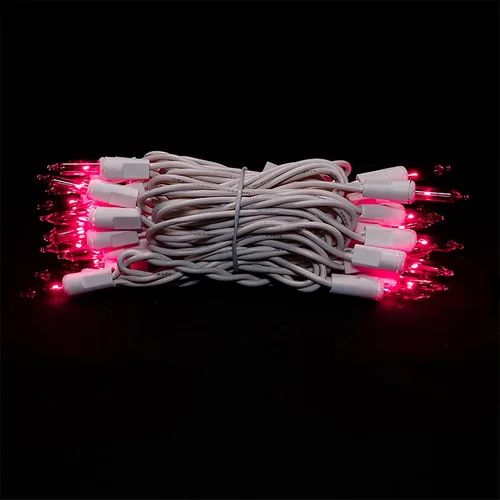 Vista 6 de MULTI-SPARKING Guirnalda de luces de Navidad rosadas, 35 unidades, incandescentes, mini luces de Navidad rosadas para árboles pequeños
