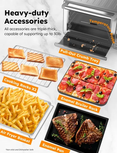 Vista 10 de Nuwave Bravo XL Pro Air Fryer Toaster Oven, Improved 100% Super Convection Acero inoxidable cepillado