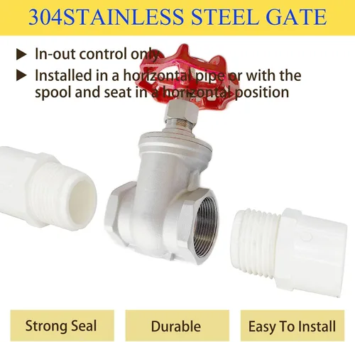 Vista 2 de Válvula de compuerta de acero inoxidable 304, válvula de globo rotativa roscada hembra de acero inoxidable NPT de 1/2 "para interruptores de flujo