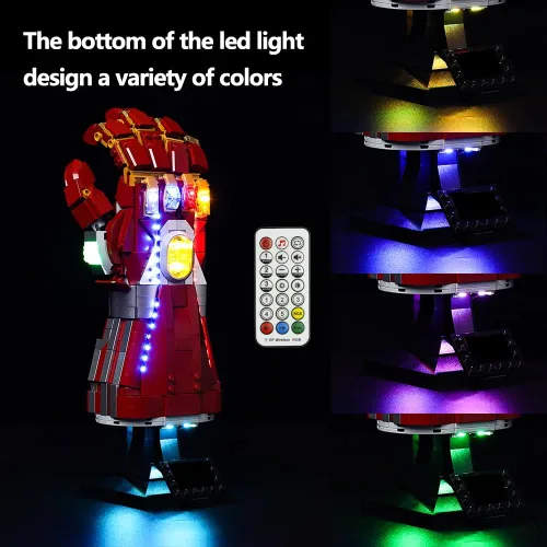 Vista 3 de Kyglaring Kit de iluminación LED diseñado para Lego Nano Gauntlet 76223 (sin modelo) y juego de luces compatible con la réplica de Iron Man