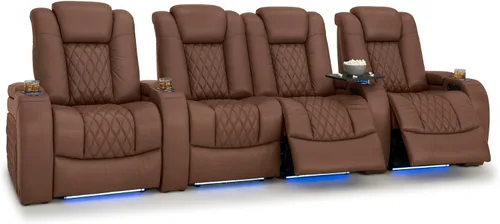 Vista 53 de Seatcraft Asiento de cine en casa Diamante Marrón Reclinable Individual