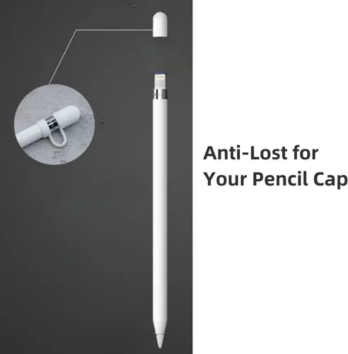 Vista 5 de Paquete de 2 correas antipérdida compatibles con Apple Pencil de 1ª generación, tapa protectora para lápices, soporte y protector para evitar daños