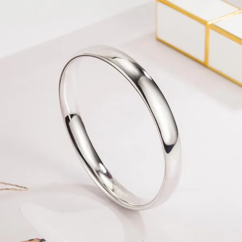 Vista 5 de Minimalism - Pulsera de plata de ley 925 de ancho de 7 a 0.315in de diámetro, 60 a 2.559in, color liso, liso, joyería fina, regalos, Circonita cúbica