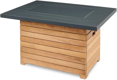 Vista 3 de Outdoor GreatRoom Co - Mesa para hoguera de propano – Darien – Pozos de gas para patio exterior – Mesa rectangular de hormigón Everblend de 44