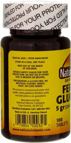 Vista 2 de Nature`s Blend Tabletas de gluconato ferroso 325 mg 100 unidades por botella (5 botellas)