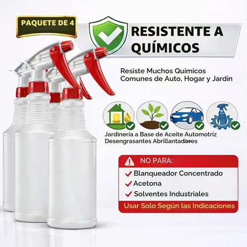 Vista 5 de Bar5F Plastic Spray Bottles, 16 Oz, Pack of 4 (Red)