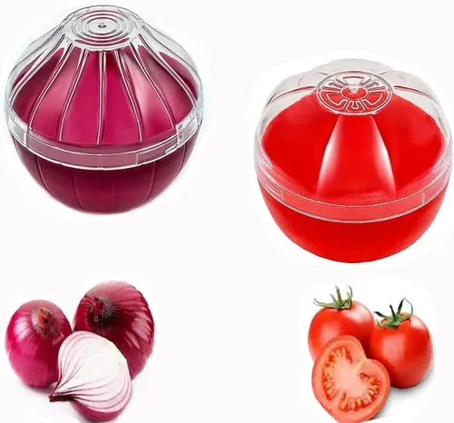 Vista 7 de Soporte de almacenamiento de cebolla, ajo, limón, aguacate, para refrigerador, sin BPA, tomate, vegetal, en forma de alimentos, contenedor