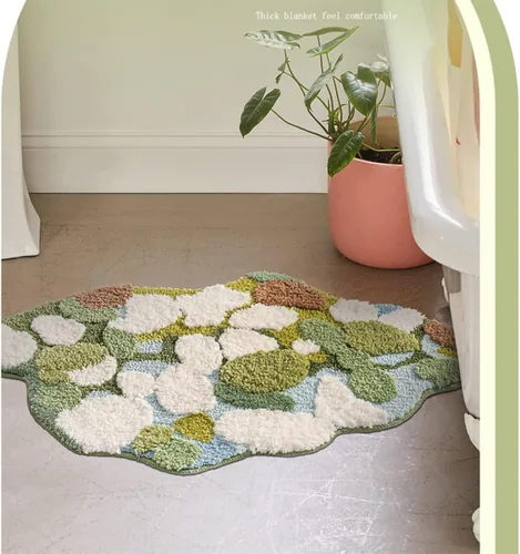 Vista 3 de WHALEHOME - Alfombra de musgo estéreo 3D para sala de estar, alfombra de hierba musgo verde, alfombra para dormitorio, mesita de noche, alfombra